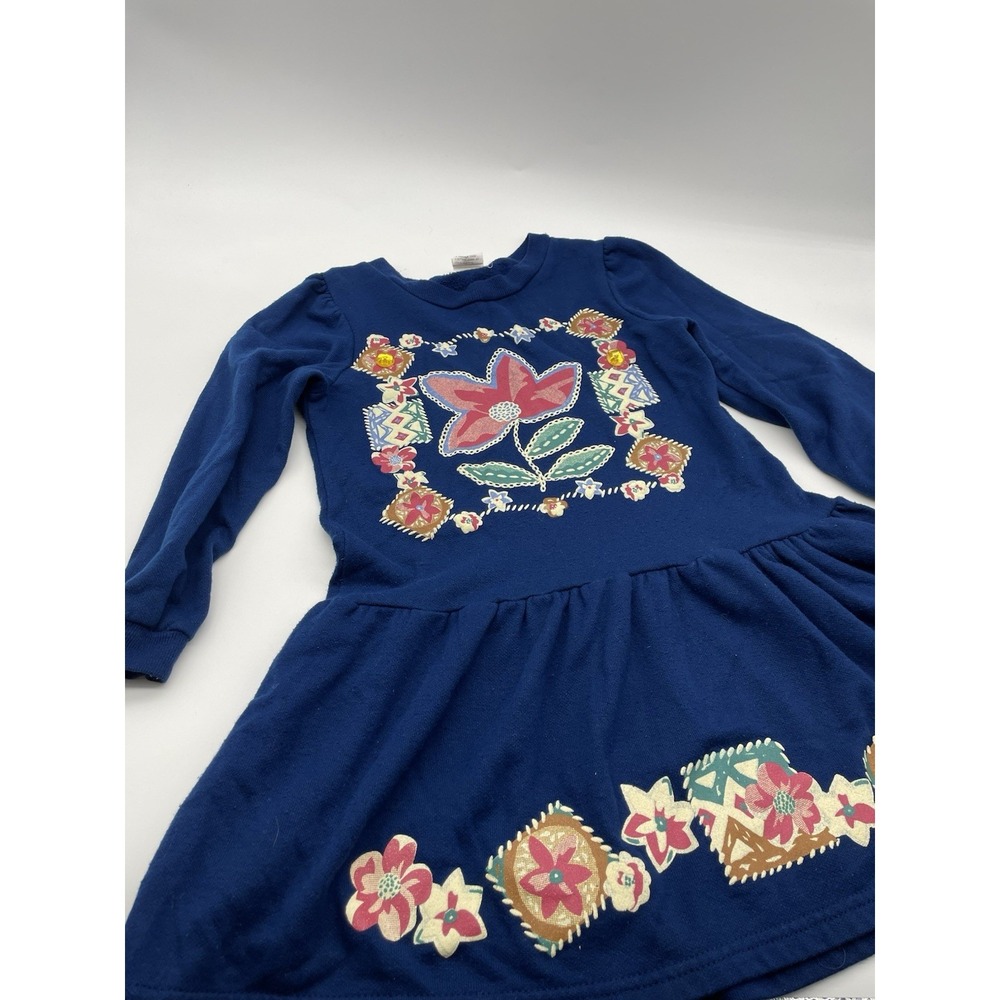 Vintage Girls long sleeve floral print Blue dress Size  7 Andover‎ Togs.